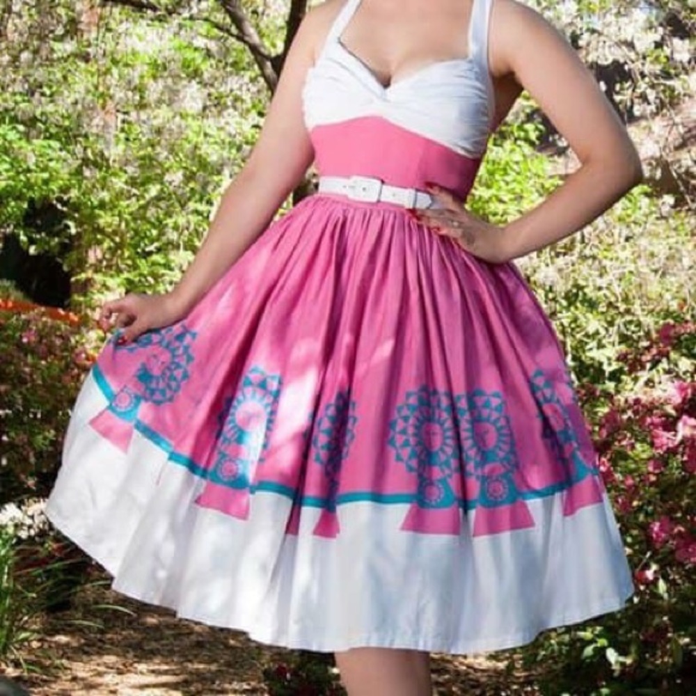 (Used) L Pinup Girl Clothing Mary Blair Mother with Child Dress (no Belt)